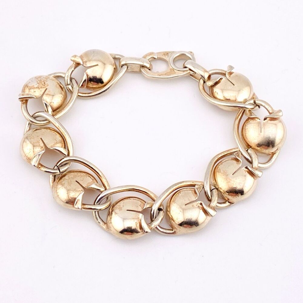 Napier Sterling Silver Vermeil Tulip Link Bracelet Heavy 32 Grs Nordic Inspired